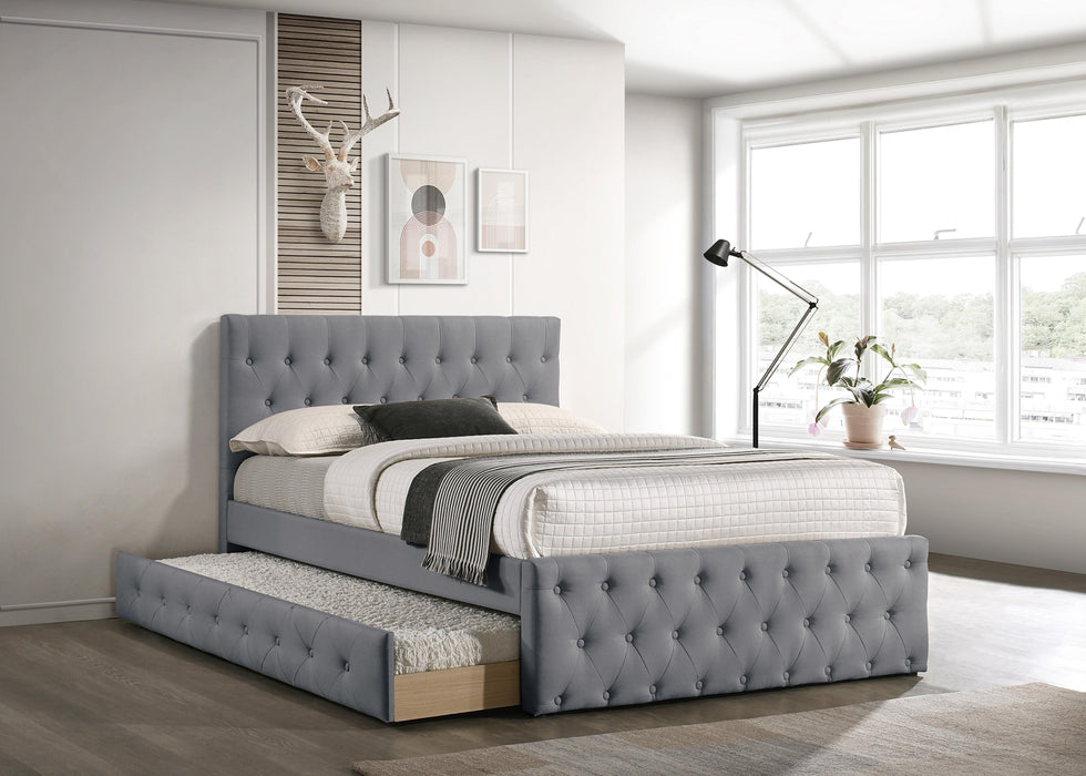Liihcc Twin Bed W/Trundle-Light Grey Burlap in Light Grey / Na