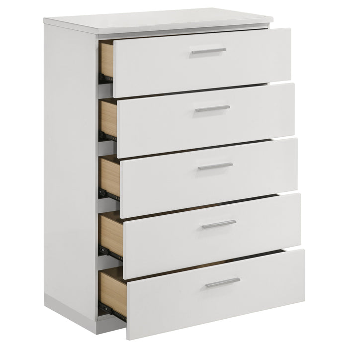 Felicity 5-drawer Chest Glossy White