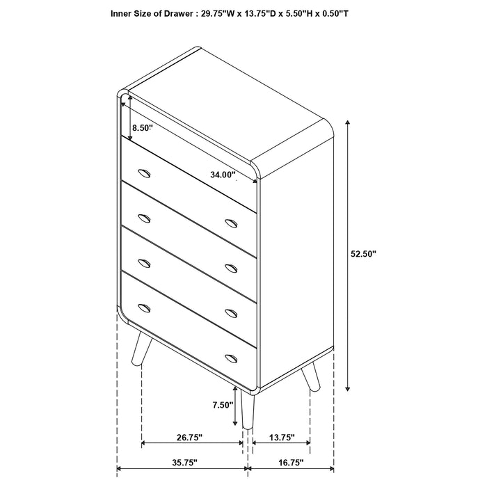Robyn 5-drawer Chest Dark Walnut