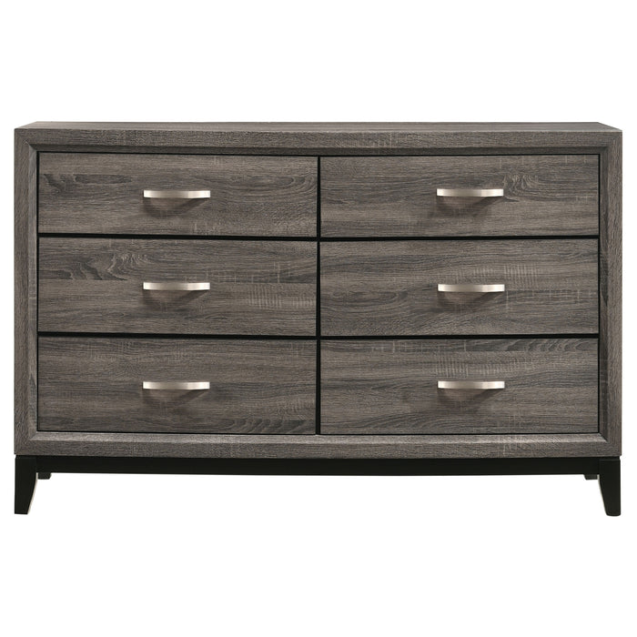 Watson 6-drawer Dresser Grey Oak and Black
