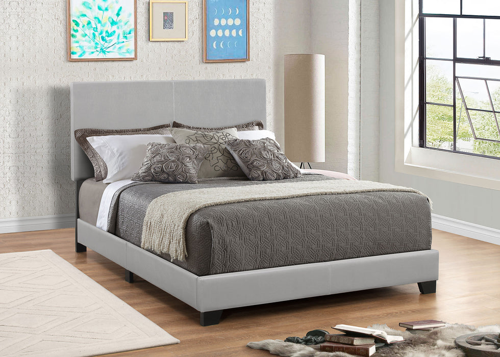 Dorian Upholstered California King, E.King, & Queen Bed Black, Brown, & Grey