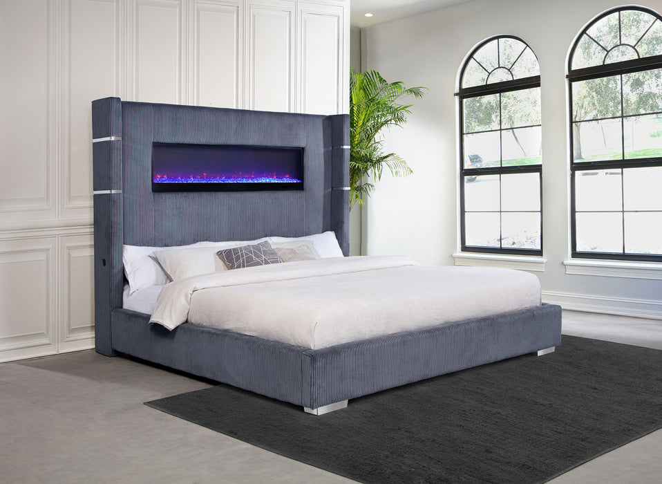 Tisdall California King, E.King & Queen Bed Grey, Black & Queen