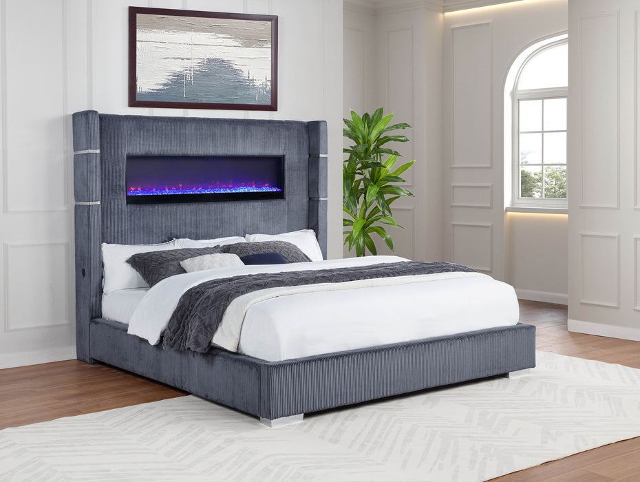Tisdall California King, E.King & Queen Bed Grey, Black & Queen