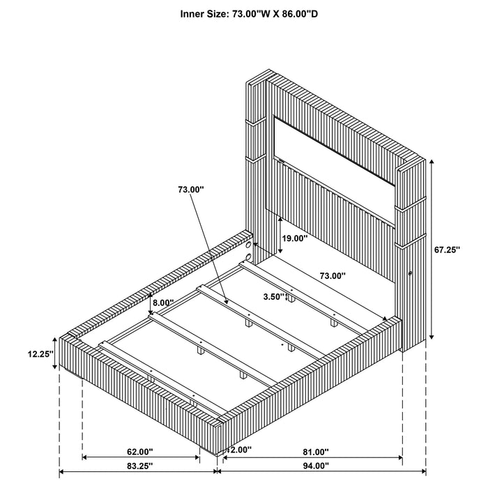 Tisdall California King, E.King & Queen Bed Grey, Black & Queen
