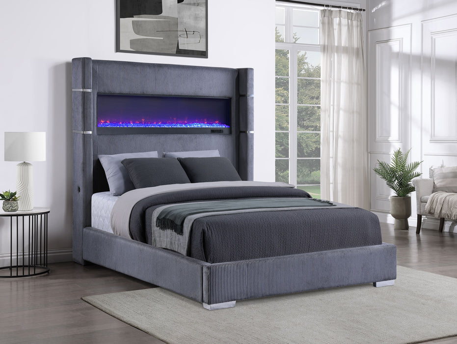Tisdall California King, E.King & Queen Bed Grey, Black & Queen