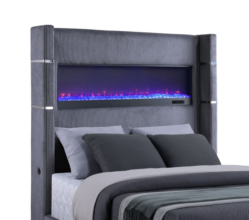 Tisdall California King, E.King & Queen Bed Grey, Black & Queen