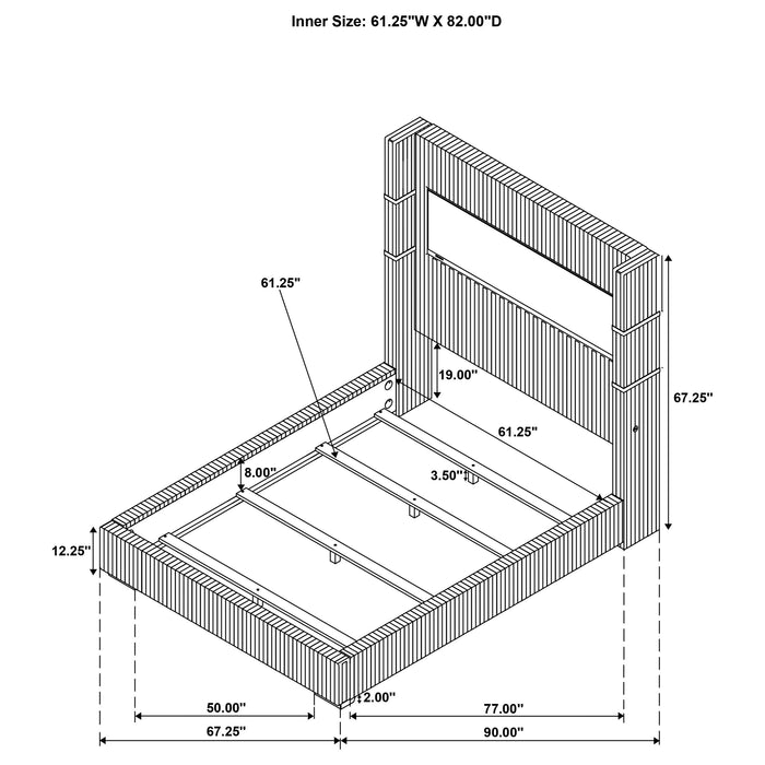 Tisdall California King, E.King & Queen Bed Grey, Black & Queen