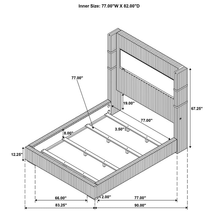 Tisdall California King, E.King & Queen Bed Grey, Black & Queen