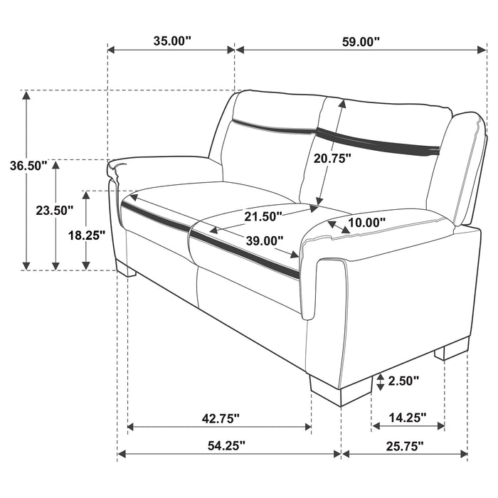 Arabella Pillow Top Upholstered Loveseat Grey