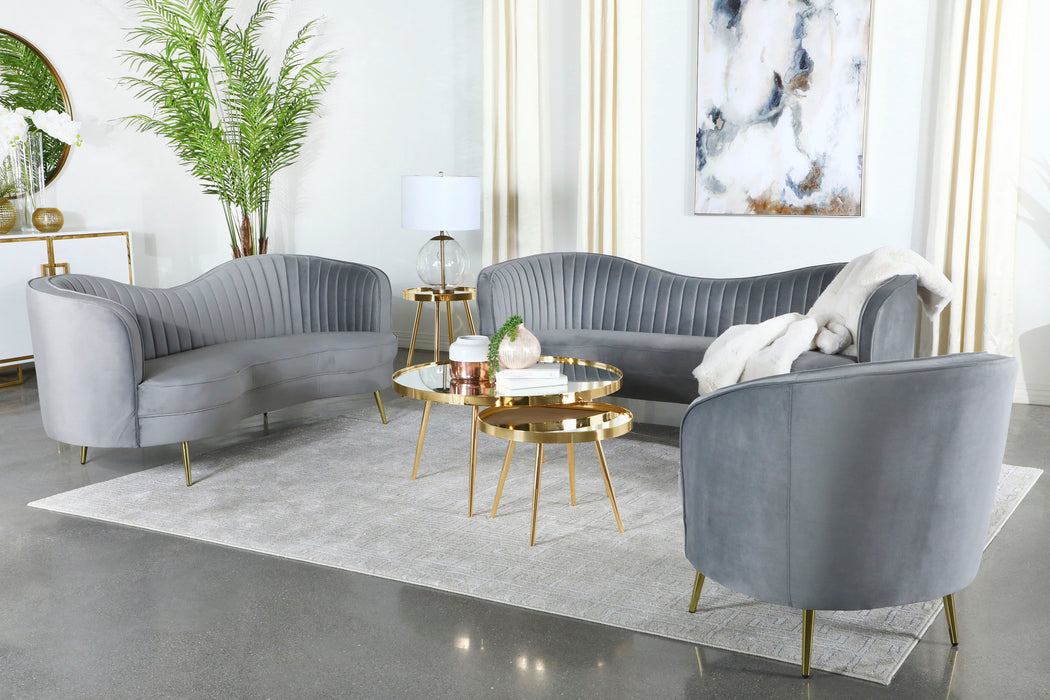 Sophia Upholstered Channel Tufted Sofa Grey