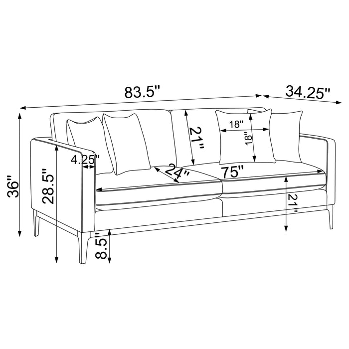 Apperson Upholstered Track Arm Sofa Light Grey - Westco Warehouse Furniture (Los Angelos, CA)