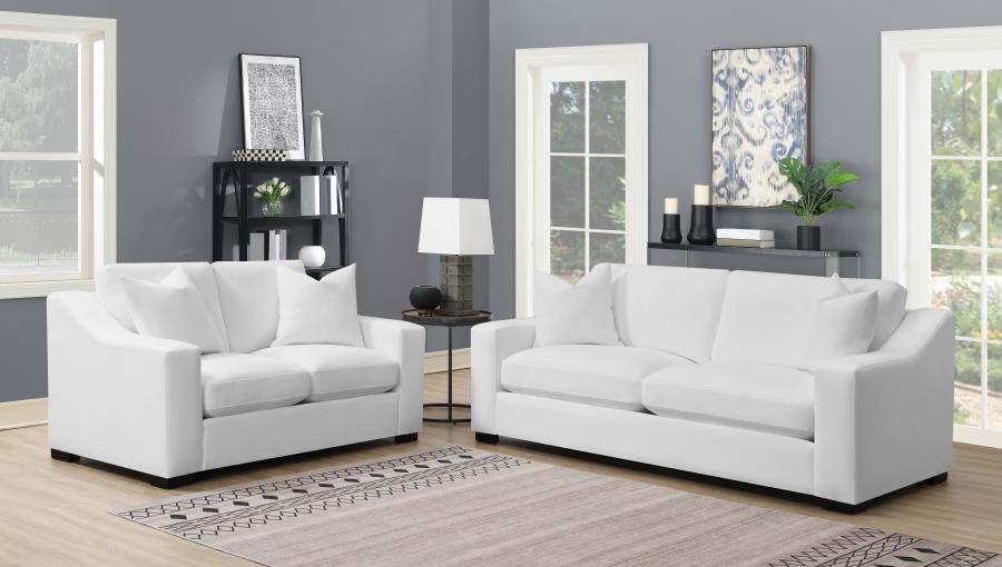 Ashlyn Upholstered Sloped Arms Loveseat White