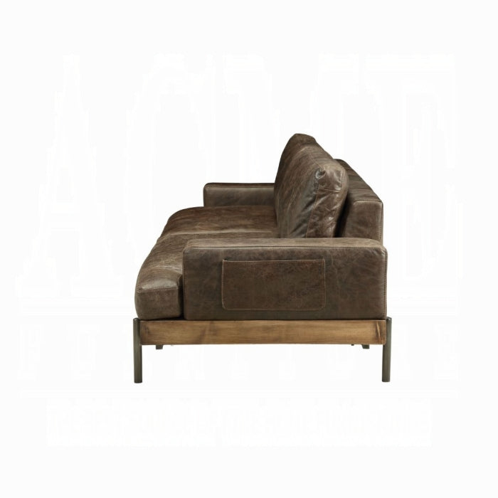 Silchester Oak & Distress Chocolate Top Grain Leather Sofa