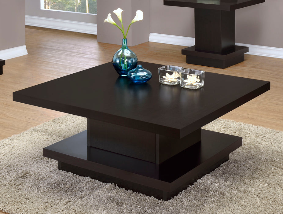Reston Pedestal Square Coffee Table Cappuccino