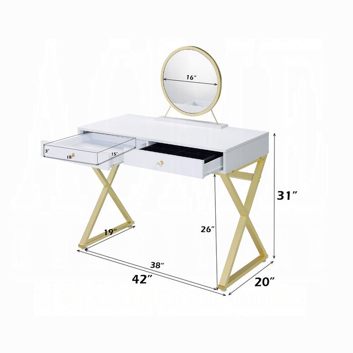 Coleen Vanity Desk W/Mirror & Jewelry Tray