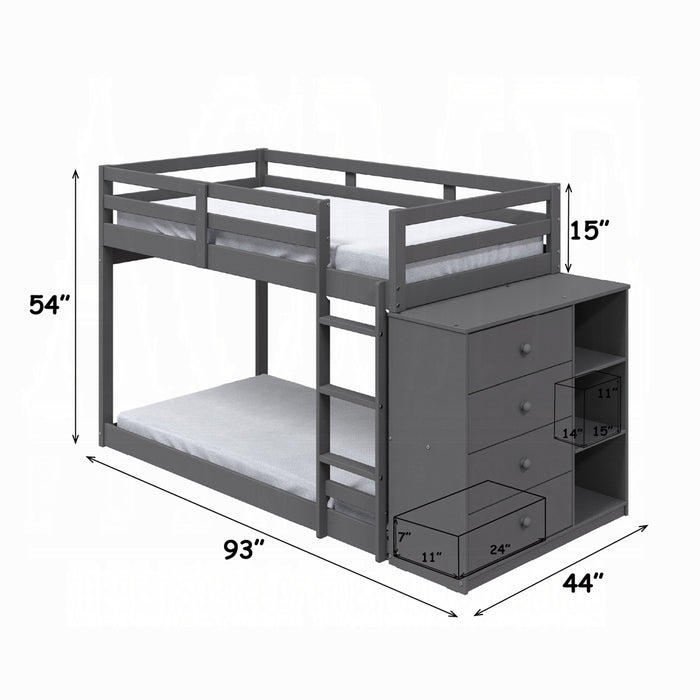 Gaston Twin/Twin Bunk Bed W/4 Drawers & 3 Compartments
