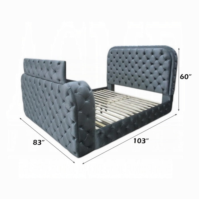 Kana Eastern King Bed w/LED, Fireplace & TV Stand
