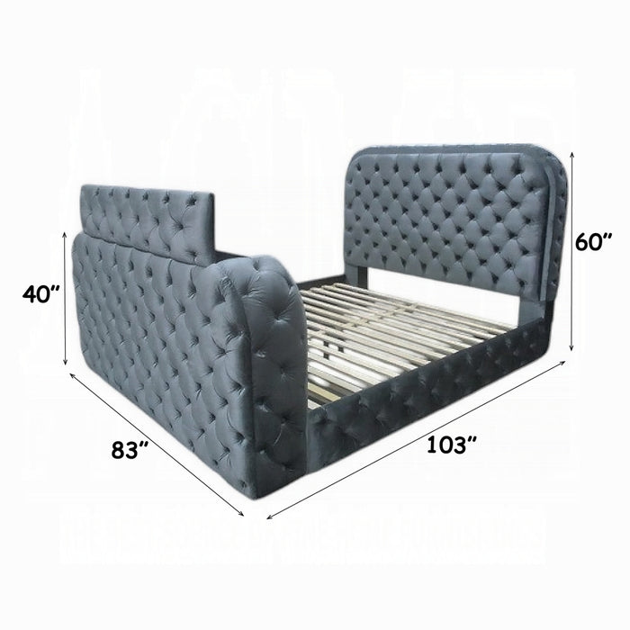 Kana Eastern King Bed w/LED, Fireplace & TV Stand
