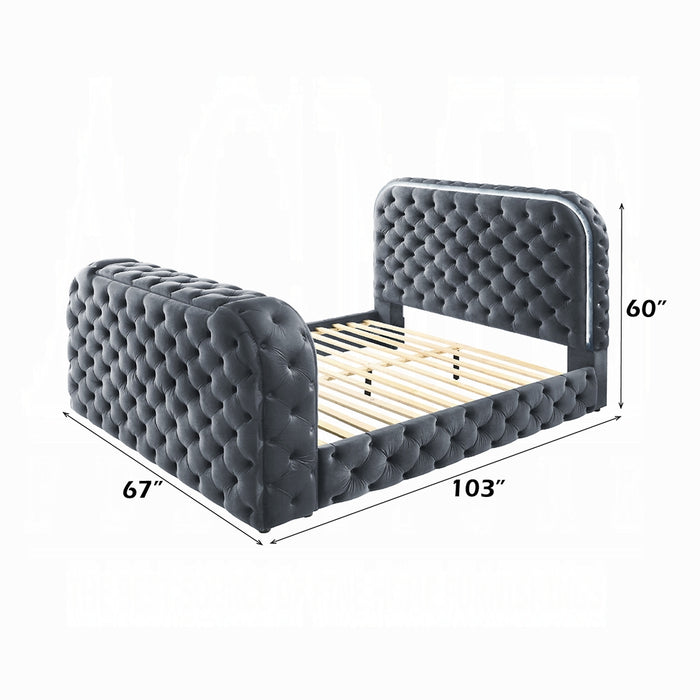 Kana Queen Bed w/LED, Fireplace & TV Stand