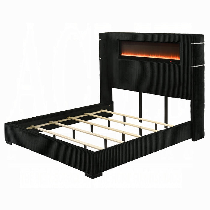 Garner EK Bed w/Fireplace, LED, Reading Light, Speaker, Bluetooth & USB