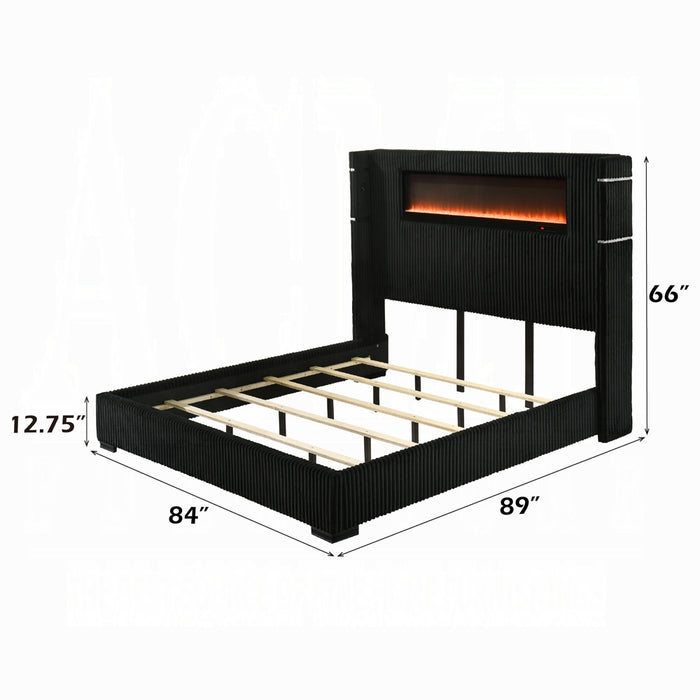 Garner EK Bed w/Fireplace, LED, Reading Light, Speaker, Bluetooth & USB