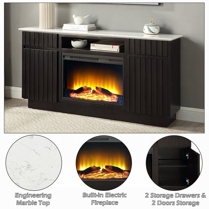 Jaramillo Server w/Natural Marble Top & Fireplace