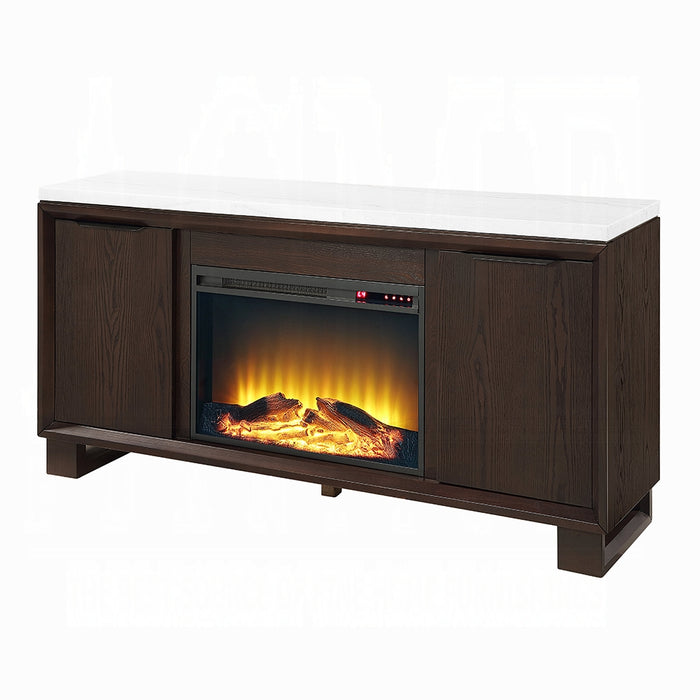 Edwyn Server w/Natural Marble Top & Fireplace