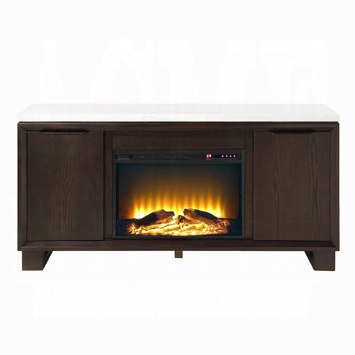 Edwyn Server w/Natural Marble Top & Fireplace