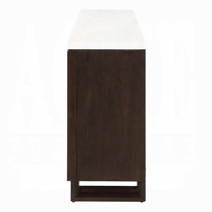 Edwyn Server w/Natural Marble Top & Fireplace