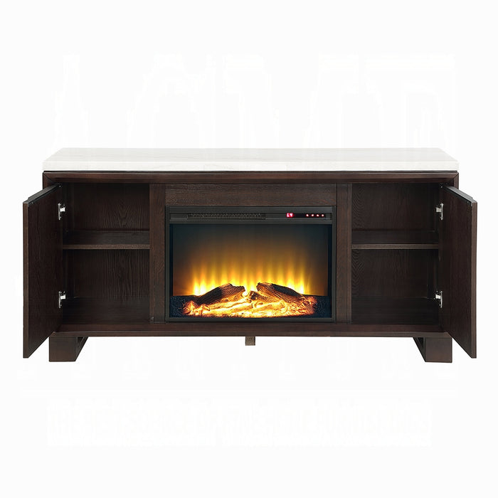 Edwyn Server w/Natural Marble Top & Fireplace