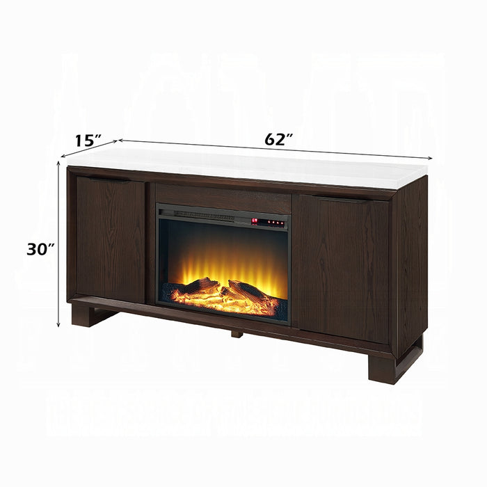 Edwyn Server w/Natural Marble Top & Fireplace