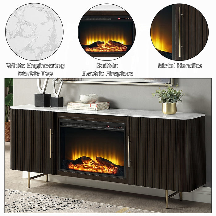 Clayten Server w/Marble Top & Fireplace