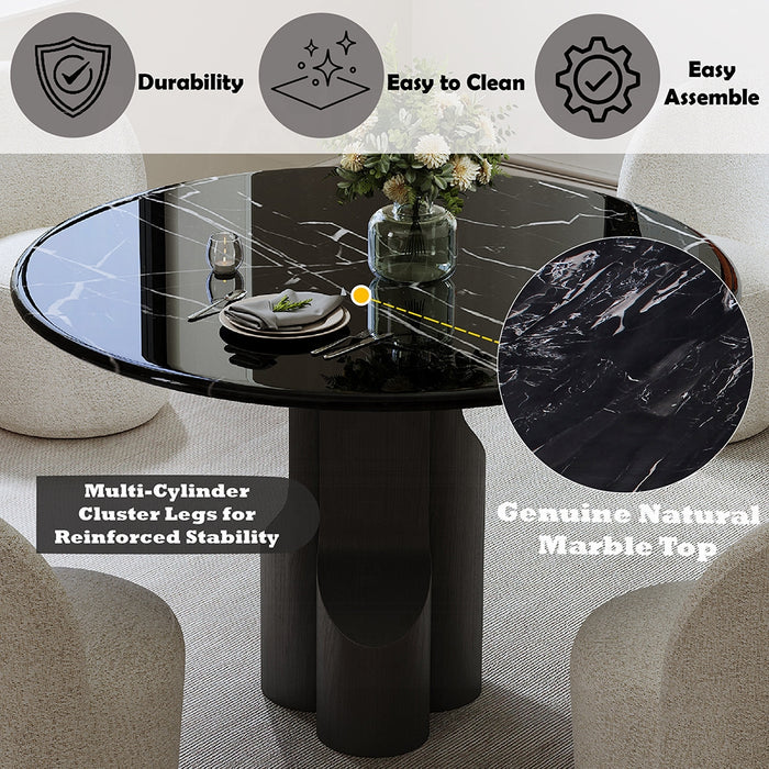 Kinton Round Dining Table w/Natural Marble Top