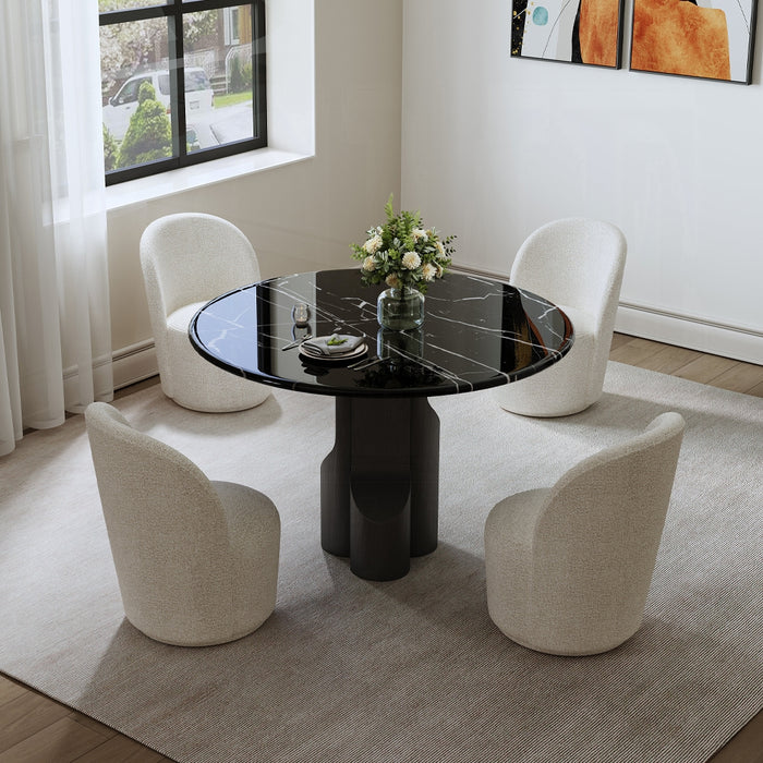 Kinton Round Dining Table w/Natural Marble Top