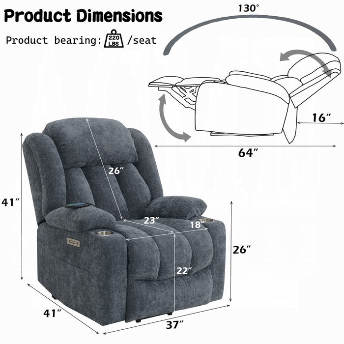 Omarion Power Recliner w/Lift, Heating & Massage
