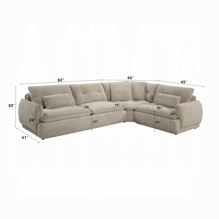 Jonina Sectional Sofa w/4 Pillows