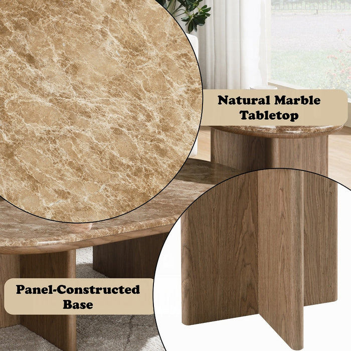 Markku End Table w/Natural Marble