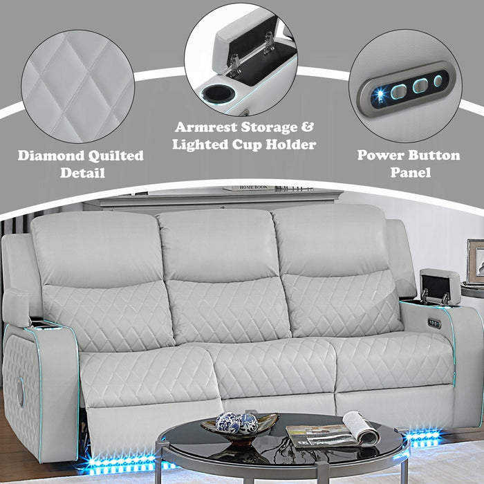 Elonzo Power Motion Sofa w/LED, Power Headrest & Speaker