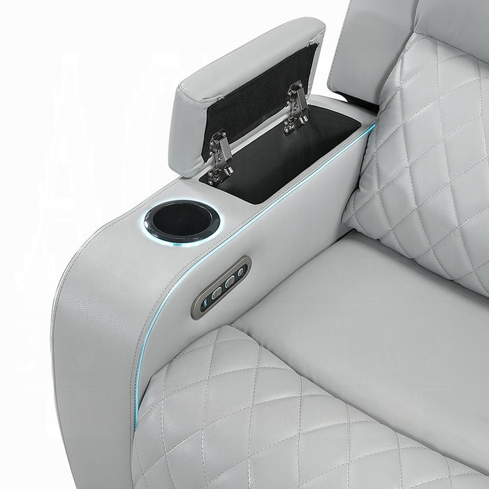 Elonzo Power Motion Loveseat w/Console, LED, Power Headrest & Speaker