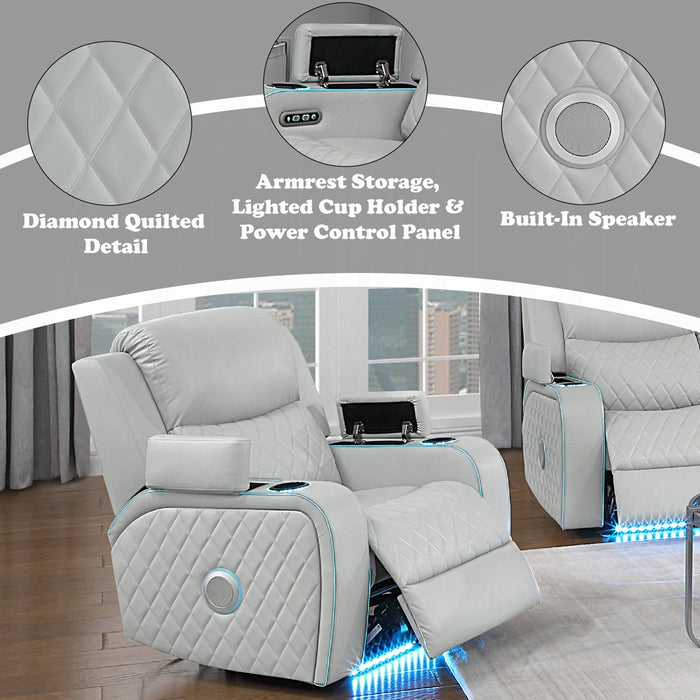 Elonzo Power Motion Recliner w w/LED, Power Headrest & Speaker