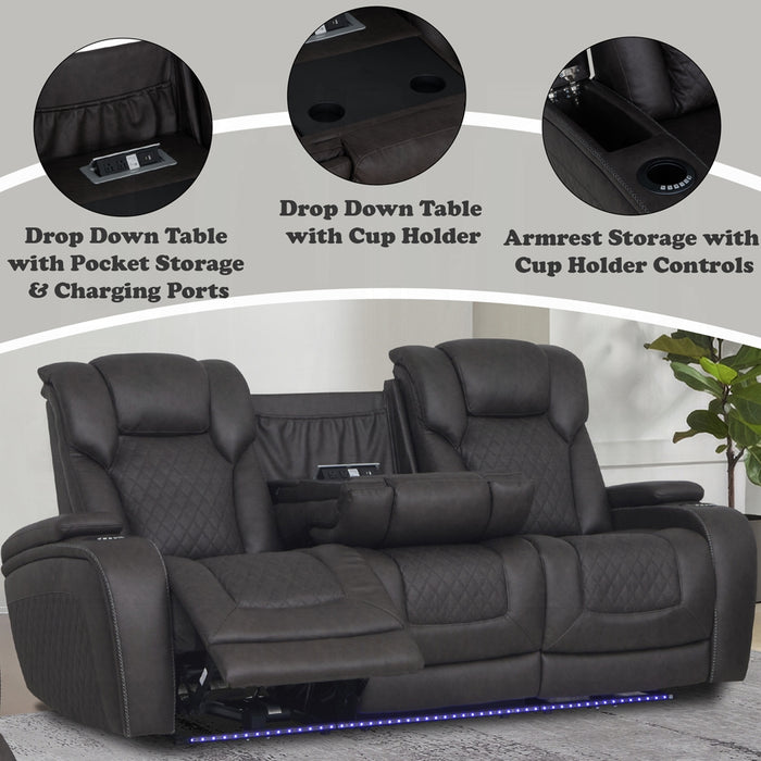Wendell Power Motion Sofa w/Dropdown Table, Storage, USB & LED